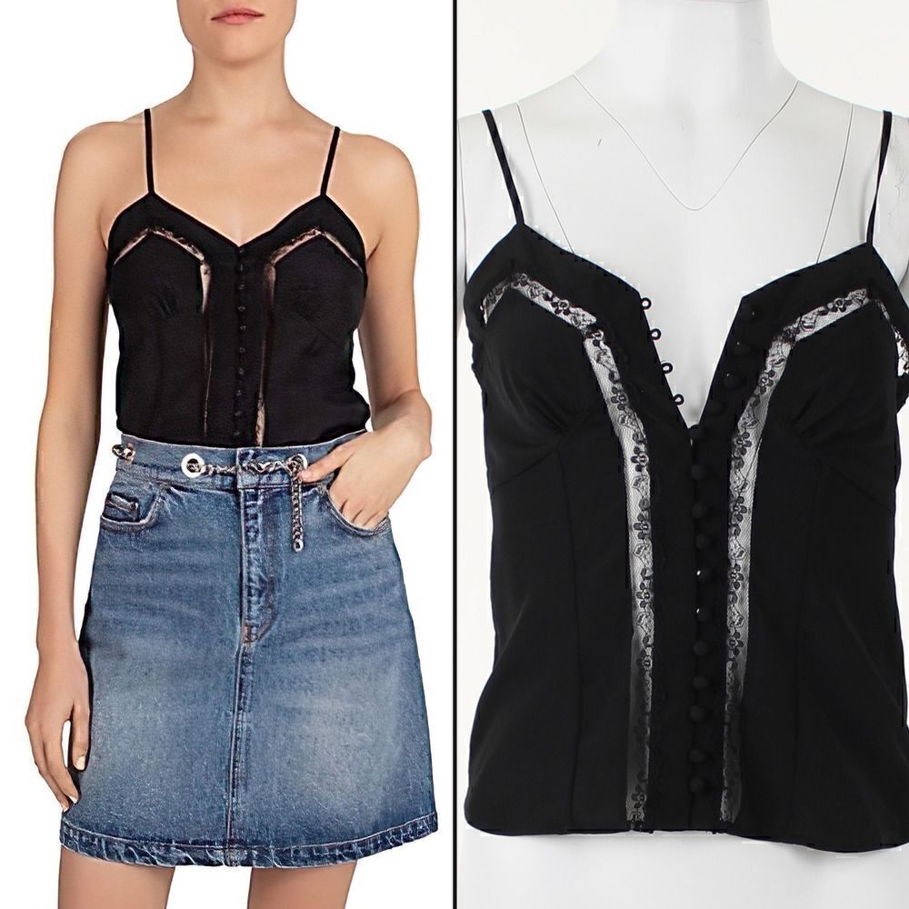 The Kooples in Motion Lace Trim Camisole Top